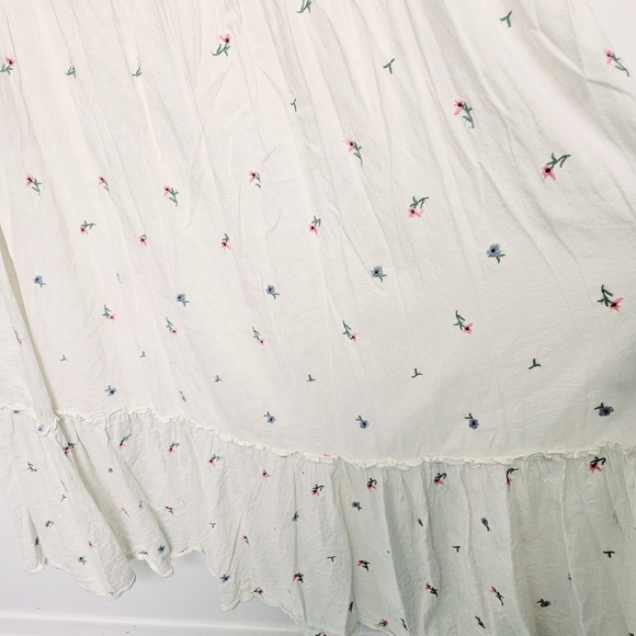 Old Navy Sz M 100% Cotton Floral Coastal Embroidered Pockets Flowy Tiered Dress - Picture 7 of 16